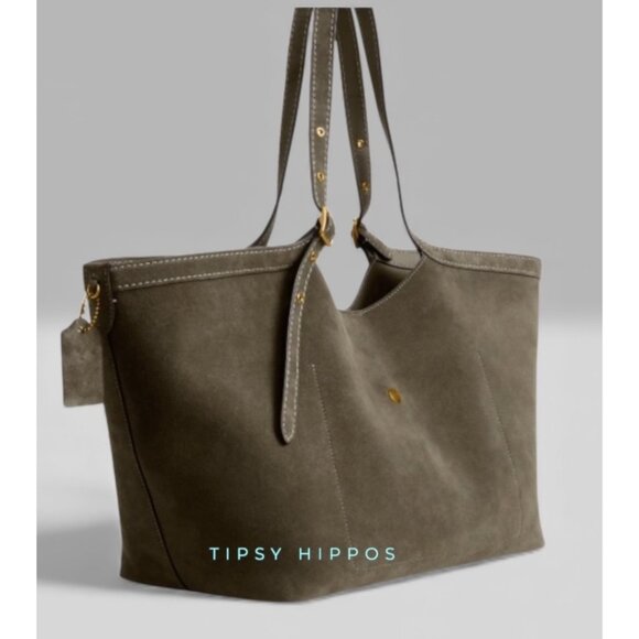 NEW!!   AUTHENTIC COACH Gramercy Tote Bag IN OLIVE GREEN SUEDE AND BRASS - Picture 9 of 14